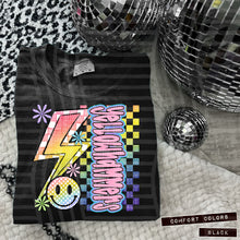 Load image into Gallery viewer, Sideways Rainbow Checker Bolt Happy Mascots Dropdown TRANSFER CAP JUNE