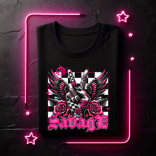 Load image into Gallery viewer, Savage Peace Pink Rose WHT Checkered Wings TRANSFER DWS