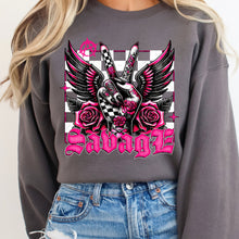 Load image into Gallery viewer, Savage Peace Pink Rose WHT Checkered Wings TRANSFER DWS