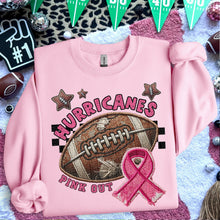 Load image into Gallery viewer, Pink Out Football Faux Embroidery Mascot DROPDOWN TRANSFER HMWK 24
