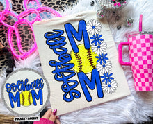 Load image into Gallery viewer, Floral Softball Mom With Pocket DROPDOWN TRANSFER CAP MAR