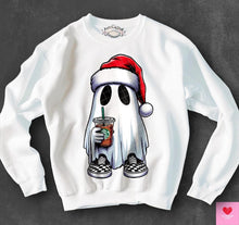 Load image into Gallery viewer, Iced Coffee Ghost Santa Hat TRANSFER KPI