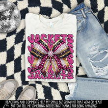 Load image into Gallery viewer, Pink Gold Rhinestone Bow Mascot DROPDOWN TRANSFER