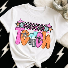 Load image into Gallery viewer, Pink Orange Checker Bow Created To Teach TRANSFER DWS MAR 26