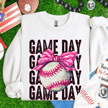 Load image into Gallery viewer, Game Day Stacked Painted Ball Pink Bow Sport Dropdown TRANSFER SDD FEB 26