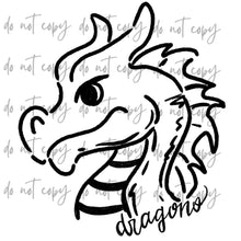 Load image into Gallery viewer, Doodle Single Color Mascots Dropdown TRANSFER