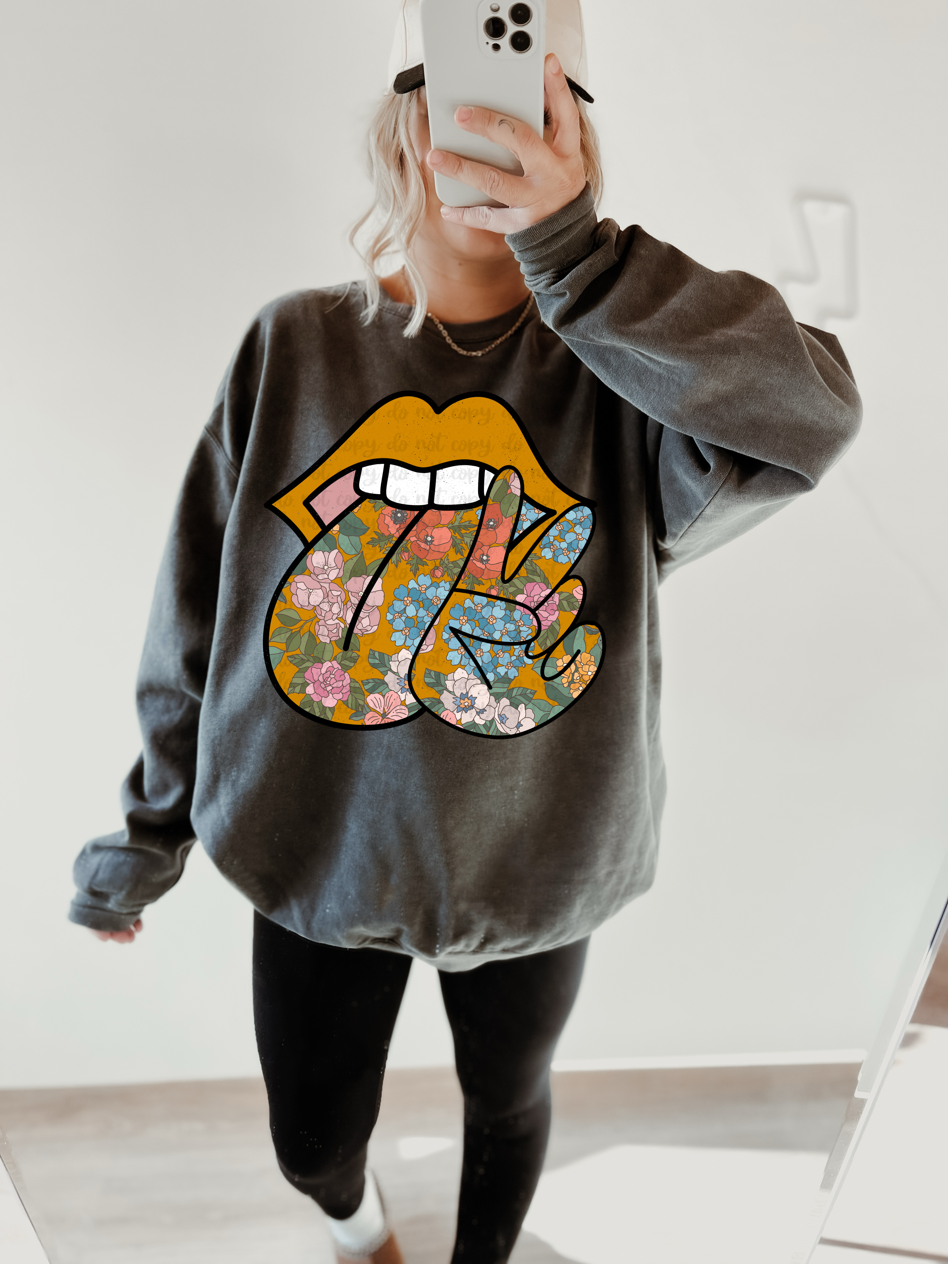Floral Tongue And Peace Sign Vinta…