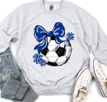 Load image into Gallery viewer, Play Ball Soccer Bow With Flower DROPDOWN TRANSFER BIA