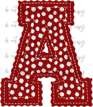 Load image into Gallery viewer, Letterman Stitch Alpha Customized DROPDOWN DTF TRANSFER BIA 26