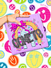 Load image into Gallery viewer, Rainbow Crayon Pink Bow School Mascots DROPDOWN TRANSFER CAP JUNE 26