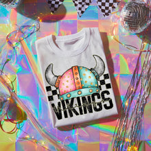 Load image into Gallery viewer, Pink Teal Gold Glitter Checker Mascots Dropdown TRANSFER CST JUNE