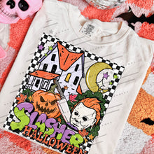 Load image into Gallery viewer, Slasher Halloween My_rs Checker Border Distressed Option DROPDOWN TRANSFER CARTER AUG 26