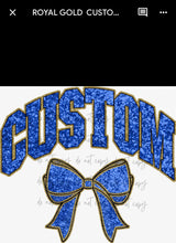 Load image into Gallery viewer, Collegiate Glitter Team Bows DROPDOWN DTF Transfer