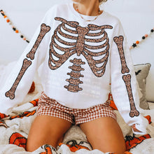 Load image into Gallery viewer, Skeleton Bones Leopard Lace Black & White Checkered With SLEEVE OPTION DROPDOWN TRANSFER CARTER AUG 26