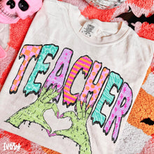Load image into Gallery viewer, Momster Heart Hands Distressed Teacher Monster Lil Monster Boy/Girl DROPDOWN TRANSFER CARTER AUG 26