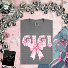 Load image into Gallery viewer, Pink Cheetah Bow Faux Embroidery Names TRANSFER JM FEB