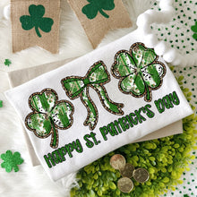 Load image into Gallery viewer, Happy St Patrick’s Day Leopard Polka Shamrock Bow TRANSFER DWS FEB 26