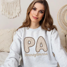 Load image into Gallery viewer, Bubble Tan Leopard Faux Embroidery States DTF TRANSFER