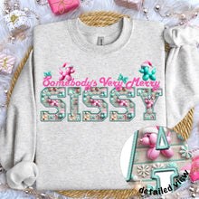 Load image into Gallery viewer, Somebody’s Very Merry Title Faux Embroidery (DROPDOWN) TRANSFER