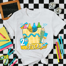 Load image into Gallery viewer, Stripe Crayon Box School GRADE + COLOR DROPDOWN TRANSFER BIA MAY 26