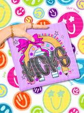 Load image into Gallery viewer, Rainbow Crayon Pink Bow School Mascots DROPDOWN TRANSFER CAP JUNE 26