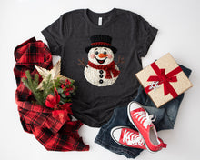 Load image into Gallery viewer, Faux Yarn Snowman Black Hat TRANSFER ET OCT 25