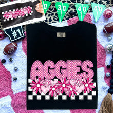 Load image into Gallery viewer, Pink Checkered Floral Faux Embroidery Mascot TRANSFER CAP DEC