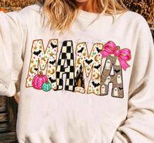 Load image into Gallery viewer, Mama Pink Bow Halloween Alpha Faux Gold Outline DTF TRANSFER TUESDAY