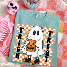 Load image into Gallery viewer, Trick Or Treat Ghost With Orange/Black Lines DROPDOWN TRANSFER CARTER SEP 26