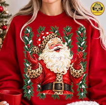 Load image into Gallery viewer, Leopard Santa Holly And Pine Needle Lines DTF TRANSFER TUESDAY