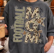 Load image into Gallery viewer, Football Mom Camo Black Checkered Stars DTF TRANSFER TUESDAY