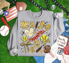 Load image into Gallery viewer, Play Ball Softball Collage DROPDOWN TRANSFER BIA