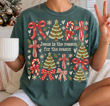 Load image into Gallery viewer, Jesus Is The Reason For The Seasons Tree Bow Collage DTF TRANSFER TUESDAY