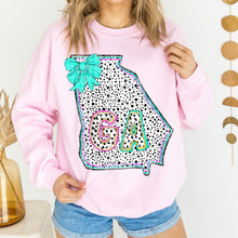 Load image into Gallery viewer, Pink Teal Dalmatian Bow States (All 50 states available) DTF TRANSFER
