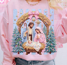 Load image into Gallery viewer, Baby Jesus Manger Blue Vertical Lines Faux Paint TRANSFER ET OCT 26