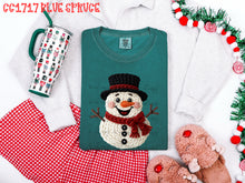 Load image into Gallery viewer, Faux Yarn Snowman Black Hat TRANSFER ET OCT 25
