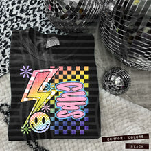 Load image into Gallery viewer, Sideways Rainbow Checker Bolt Happy Mascots Dropdown TRANSFER CAP JUNE