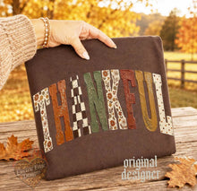 Load image into Gallery viewer, Thankful Faux Paint Fall Floral Checker & Glitter Accent TRANSFER TUESDAY