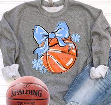 Load image into Gallery viewer, Play Ball Basketball Bow With Flower DROPDOWN TRANSFER BIA