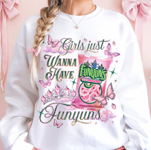 Load image into Gallery viewer, Pink Girls Just Wanna Have Funyuns With SLEEVE OPTION TRANSFER GRAVITEE