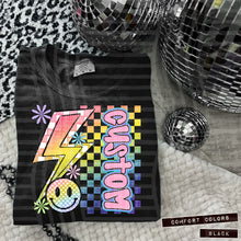 Load image into Gallery viewer, Sideways Rainbow Checker Bolt Happy Mascots Dropdown TRANSFER CAP JUNE