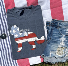 Load image into Gallery viewer, Patriotic Dog Designs White Text SWD MAY DROPDOWN TRANSFER