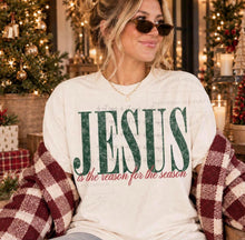 Load image into Gallery viewer, Tall Green Jesus Is The Reason For The Season Distressed TRANSFER ET OCT 26