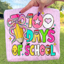 Load image into Gallery viewer, 100 Days Of School Pencil Pink Teal Bow TRANSFER UAC JAN 26