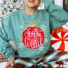 Load image into Gallery viewer, Joy To The World Faux Glitter Bow Jumbo Ornament Pink/Red Color Option DROPDOWN TRANSFER CARTER OCT 26