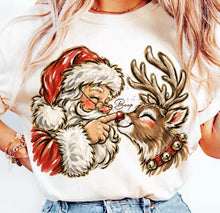 Load image into Gallery viewer, Santa & Reindeer Boop Faux Gold Glitter Shimmer TRANSFER ET OCT 26