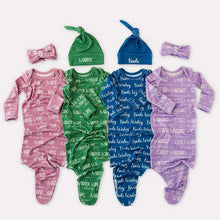 Load image into Gallery viewer, Custom Print Name Baby Knotted Gown Set