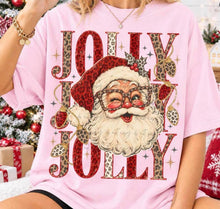 Load image into Gallery viewer, Jolly Stacked Red Leopard Santa Hat & Glasses Distressed TRANSFER ET OCT 26