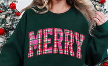 Load image into Gallery viewer, Merry Pink & Green Plaid Faux Applique Embroidery TRANSFER TUESDAY