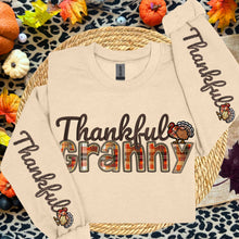 Load image into Gallery viewer, Thankful Plaid Title Faux Embroidery DOUBLE SLEEVE TRANSFER AGCM